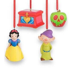 Disney Store Sketchbook Minis 4 Set Christmas Ornaments Snow White & Dopey (NIB)